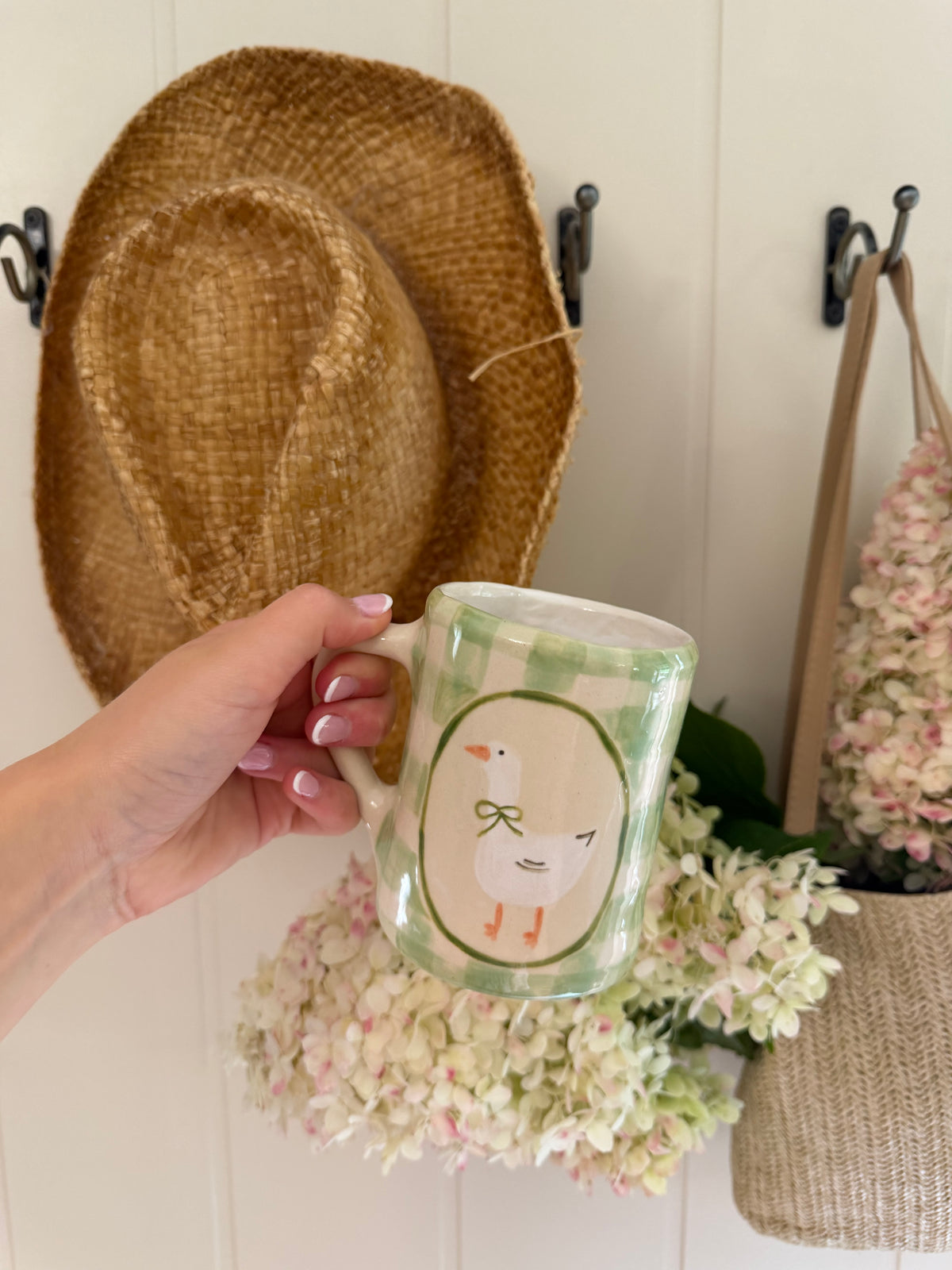 The Gingham Goose Mug - LIGHT GREEN