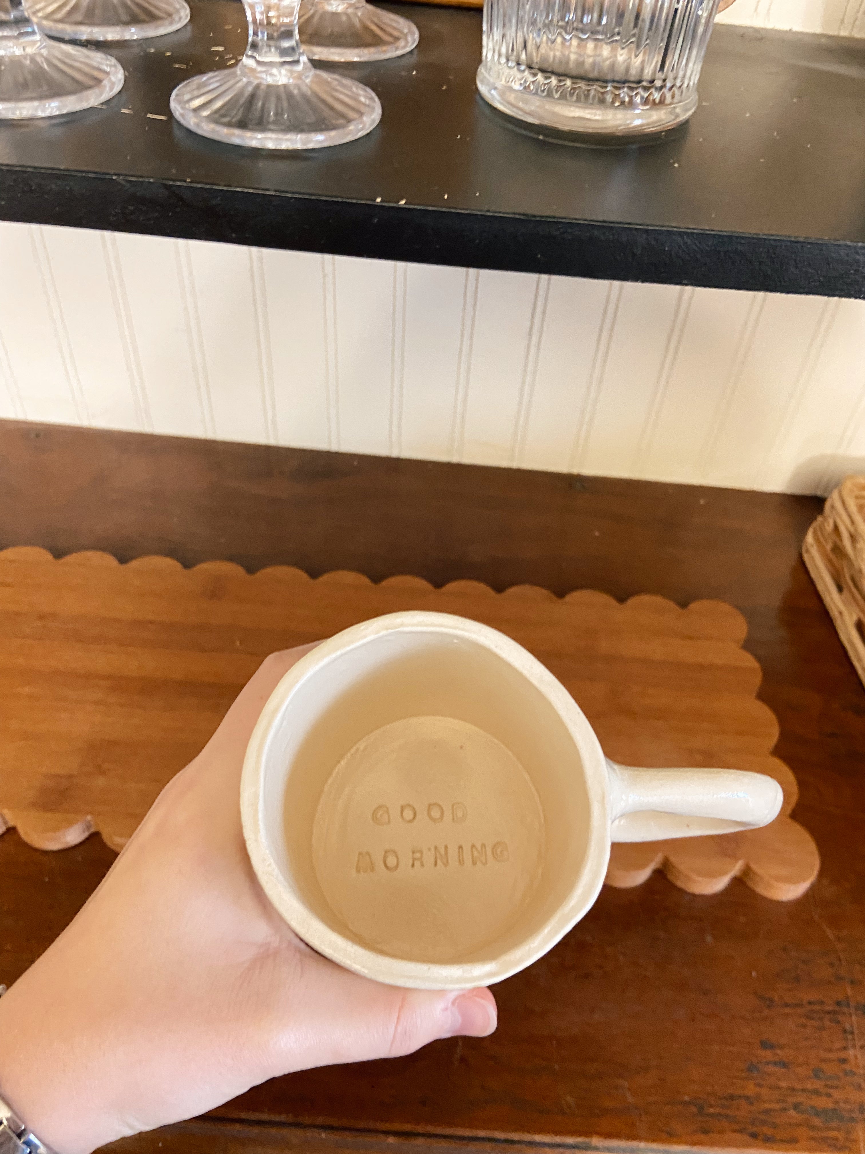 Quilted Mug - Green + Brown Floral