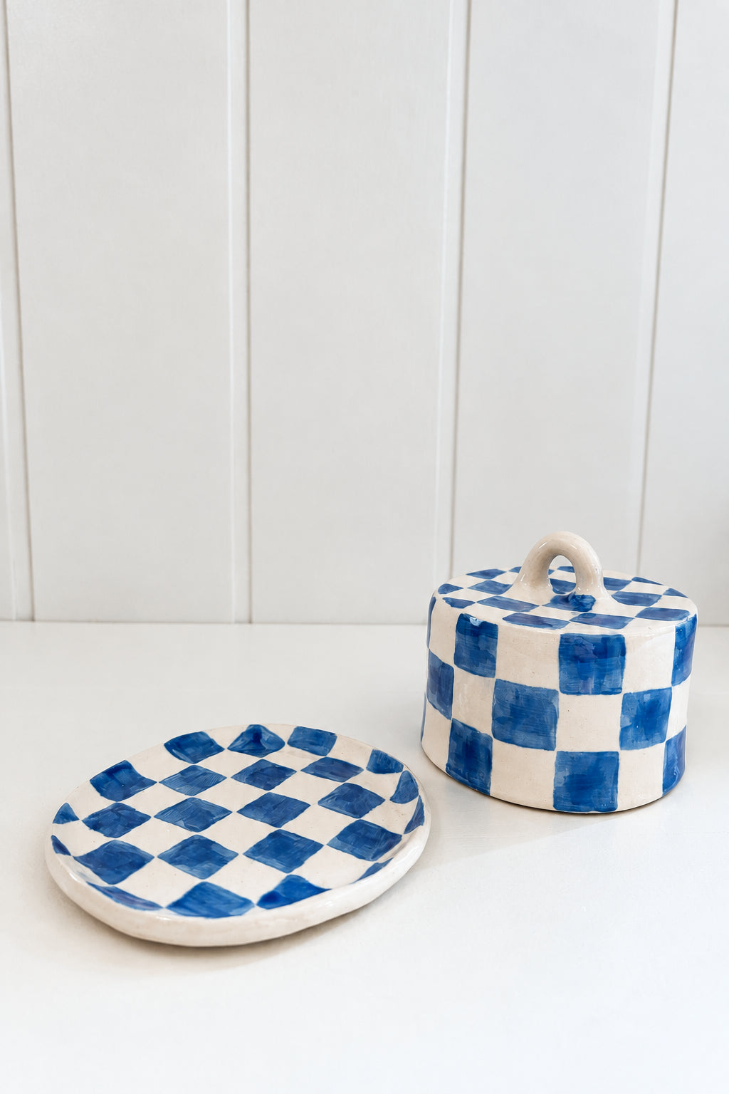 The Blue Check Butter Dish