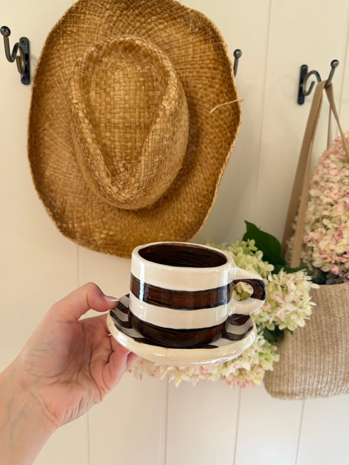 The Mini Harvest Mug & Saucer Set - DARK BROWN