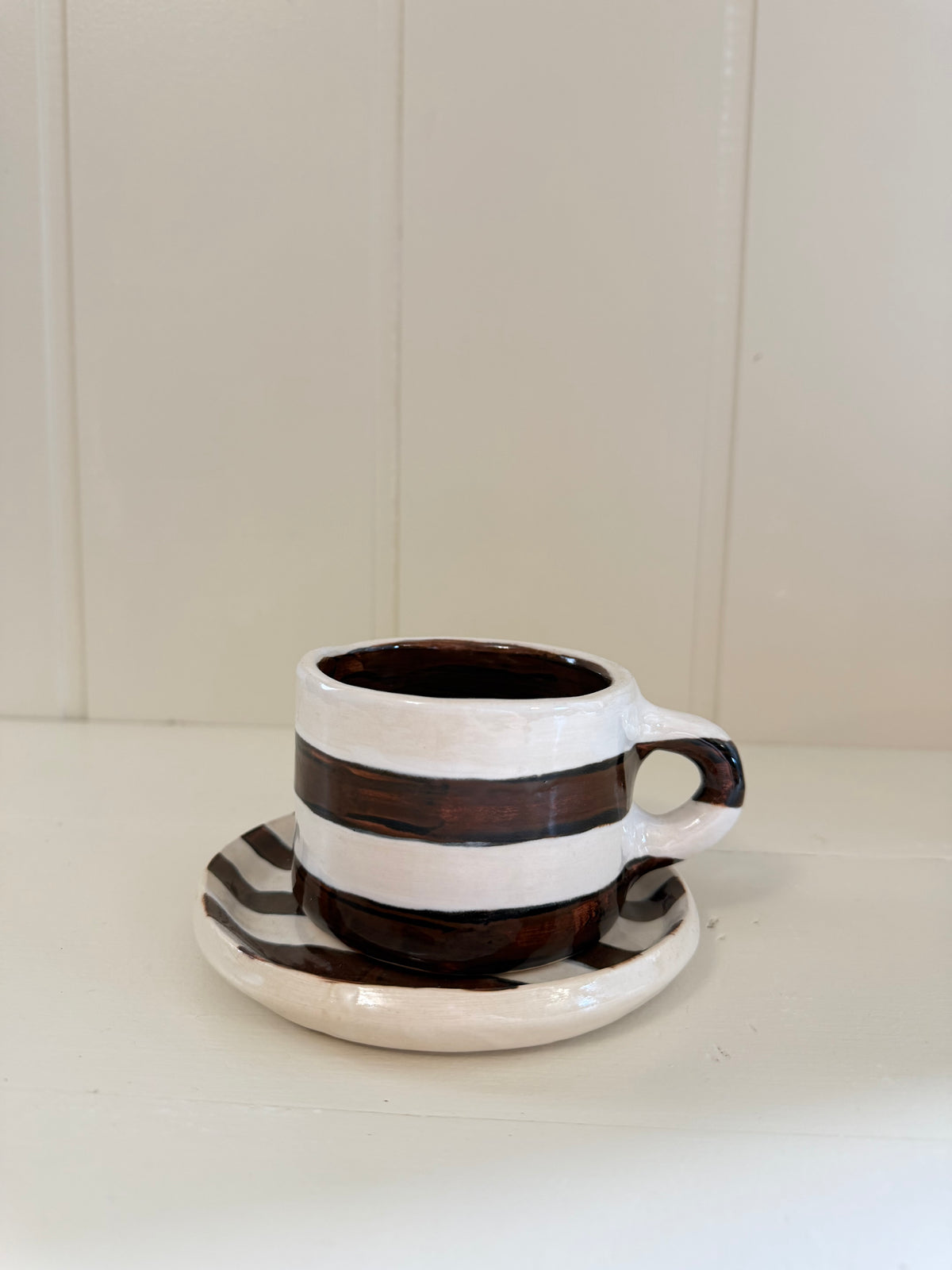 The Mini Harvest Mug & Saucer Set - DARK BROWN