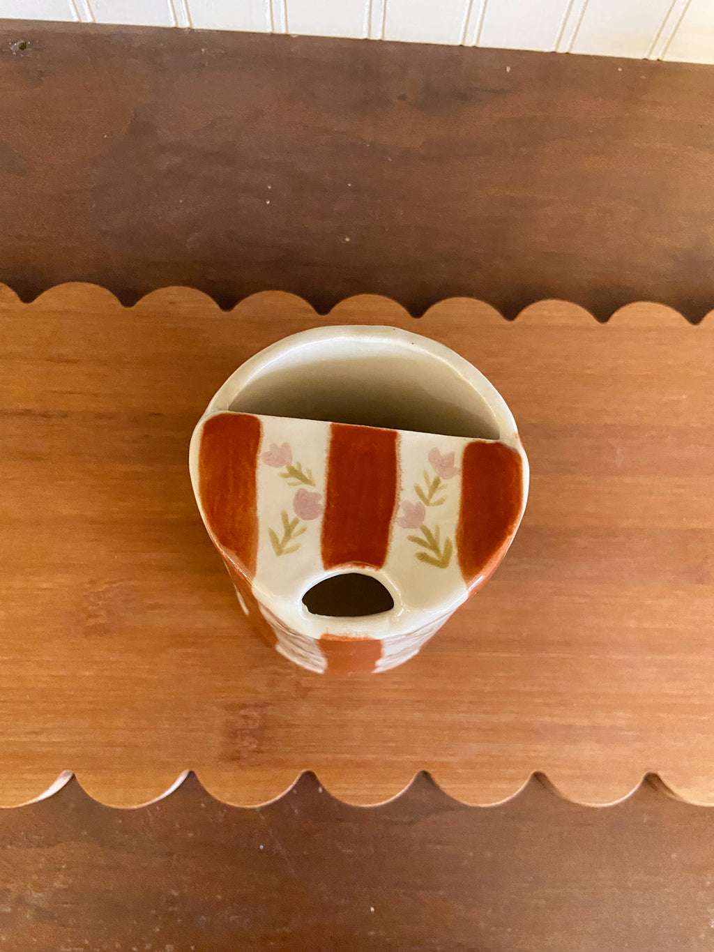 On-The-Go Cup - Floral Brown Stripes