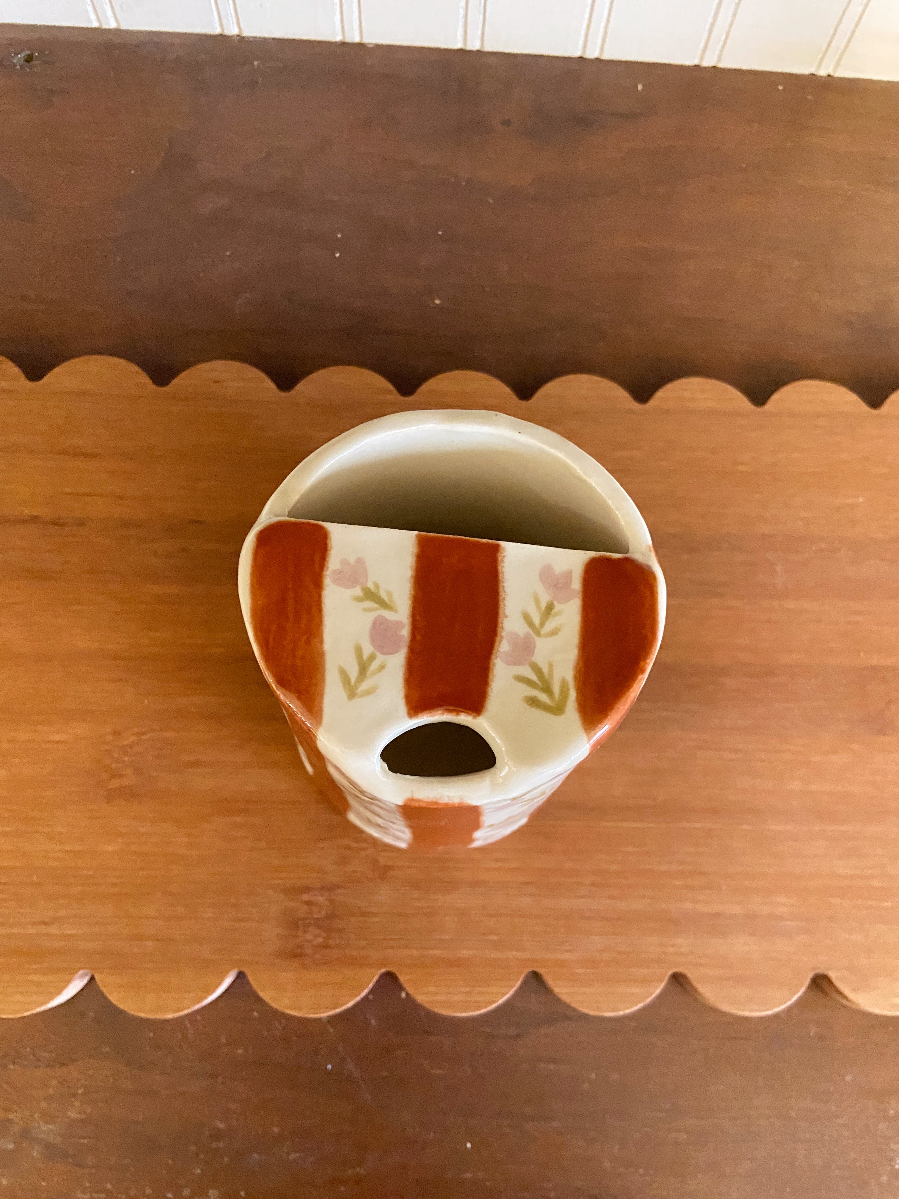 On-The-Go Cup - Floral Brown Stripes