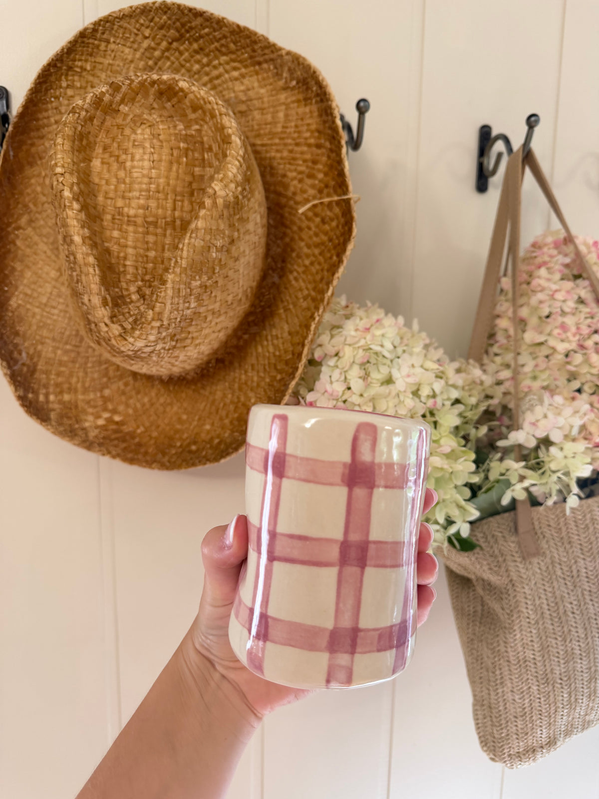The Autumn Picnic Dimple Cup - LARGE - PINK GINGHAM