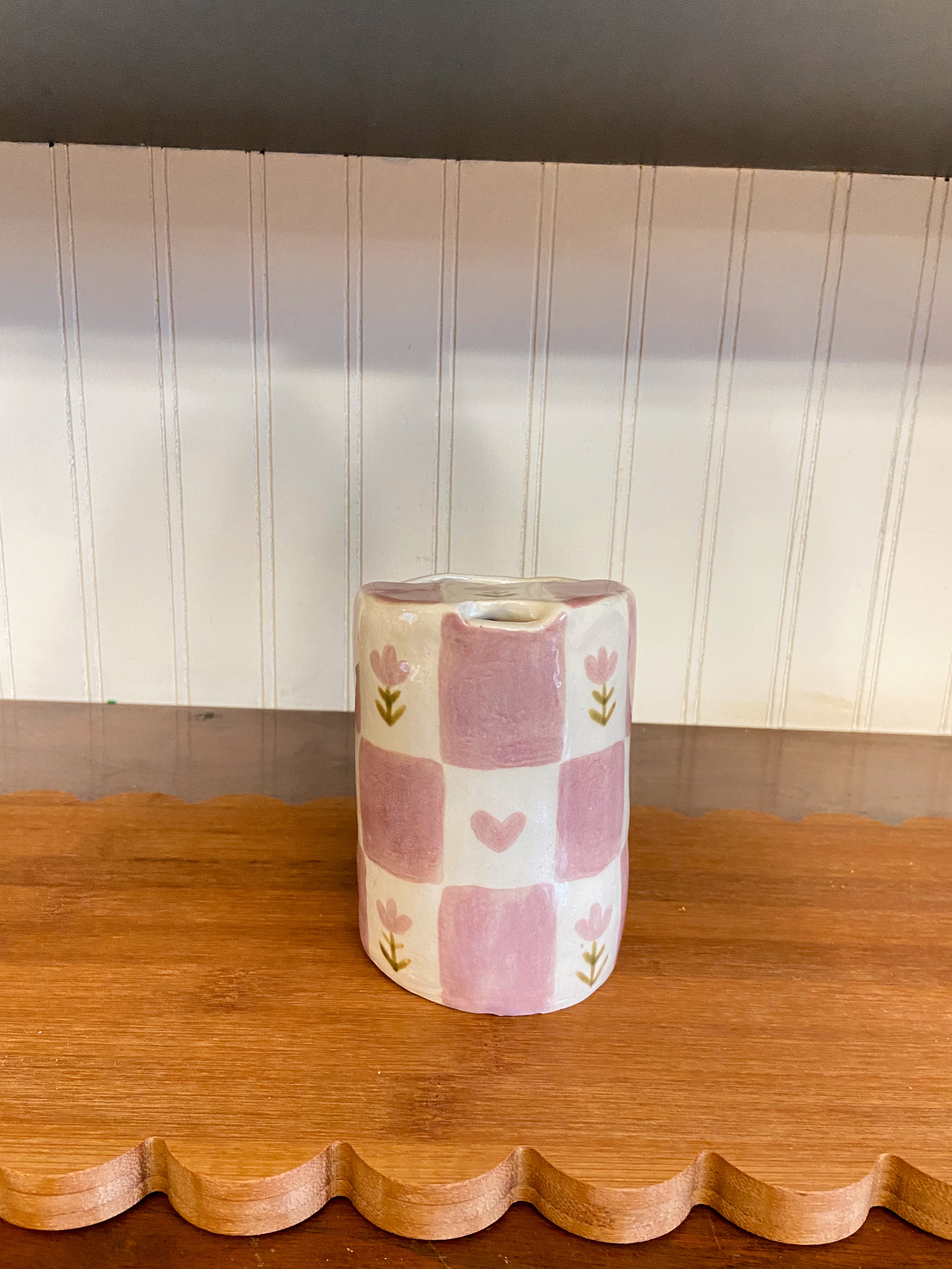 On-The-Go Cup - Pink Floral Check