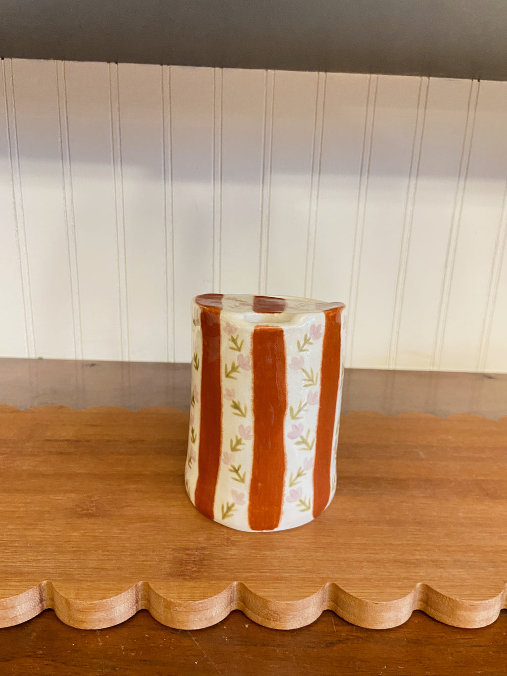 On-The-Go Cup - Floral Brown Stripes